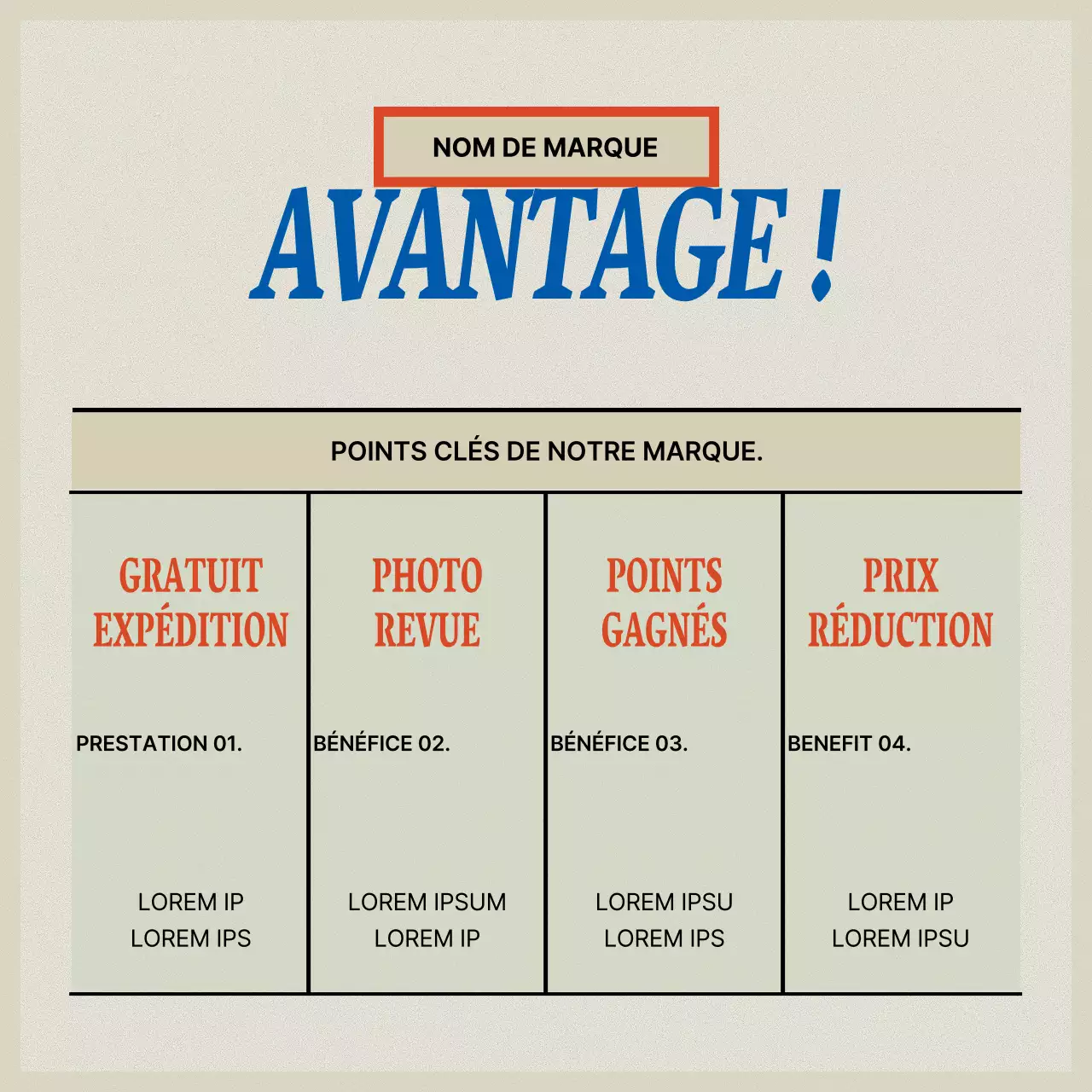 Marquage vintage en rouge et beige