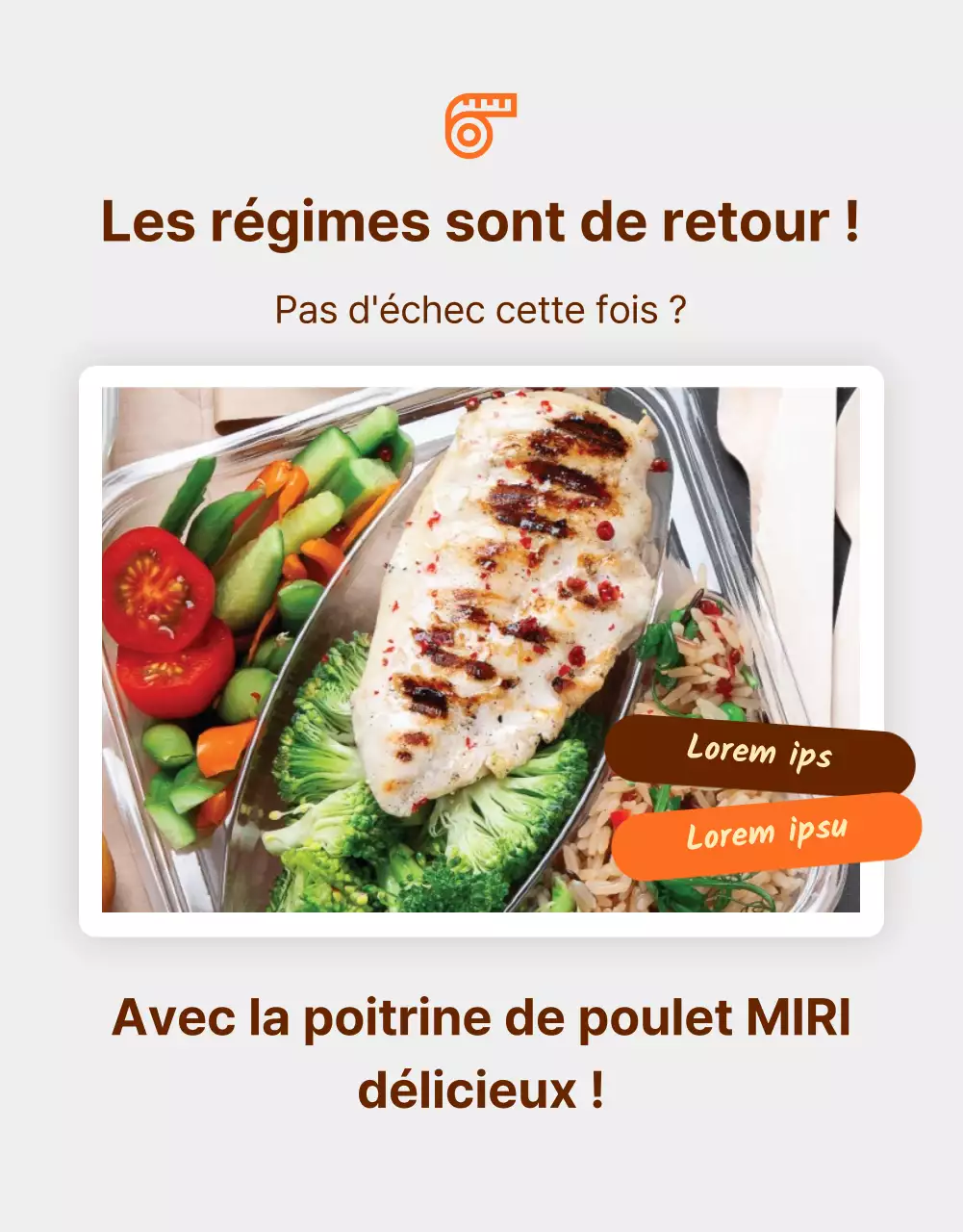 Promouvoir les blancs de poulet Simple Diet à l'orange et au marron