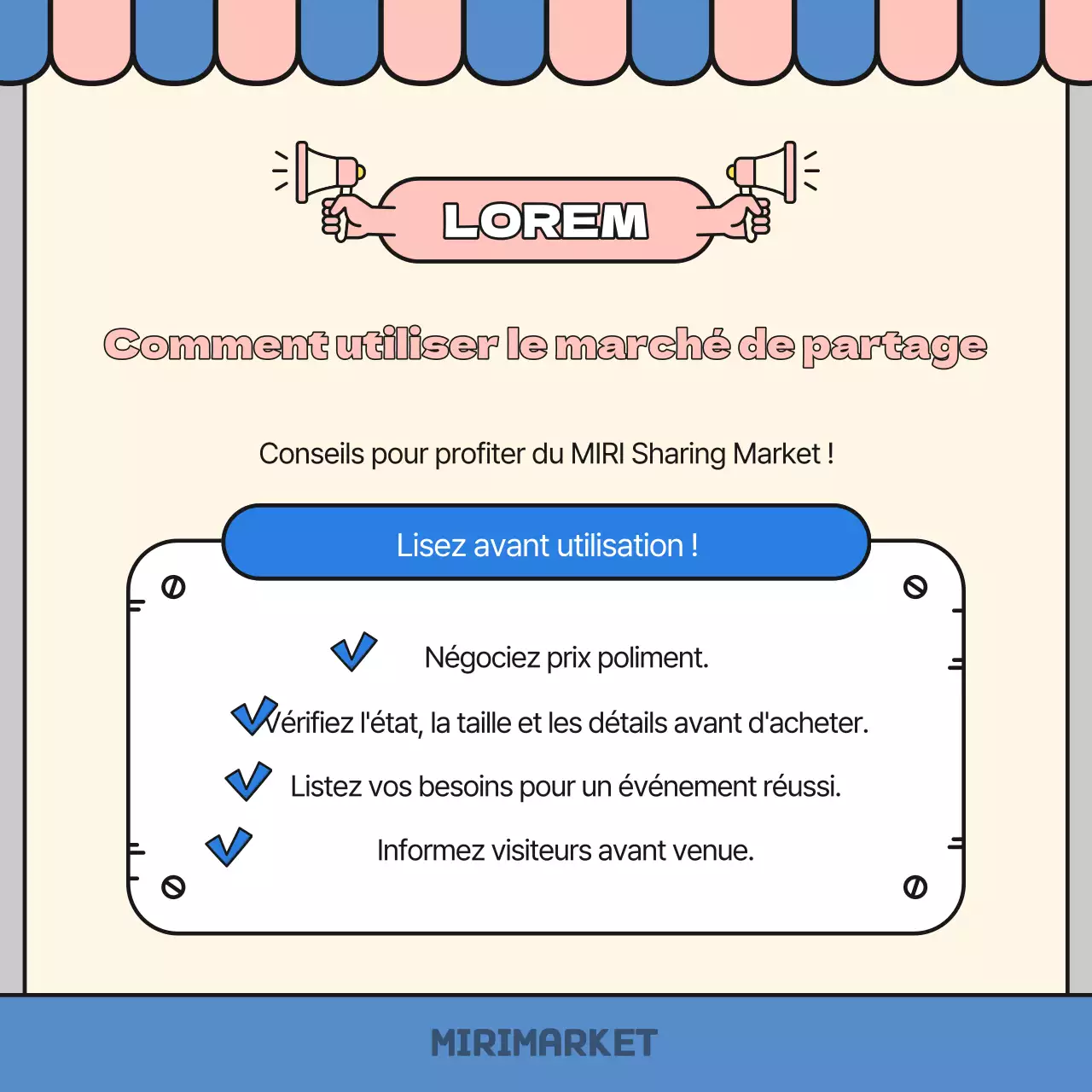 Annonce du bazar bleu et rose