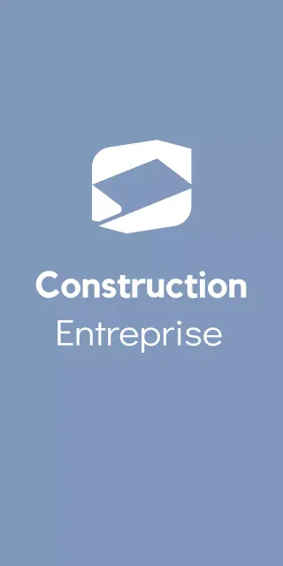 Logo d'entreprise avec des formes géométriques simples en blanc
