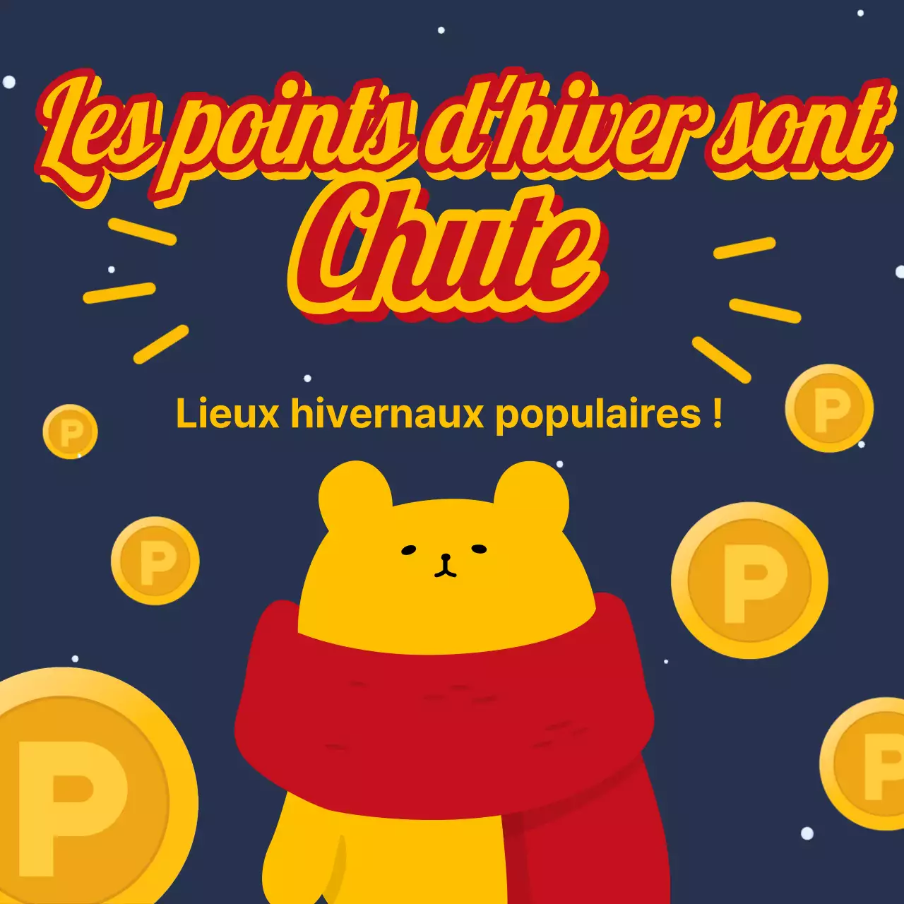 Pop-art : publicités hivernales pour des événements de fidélisation et de réduction en bleu et jaune