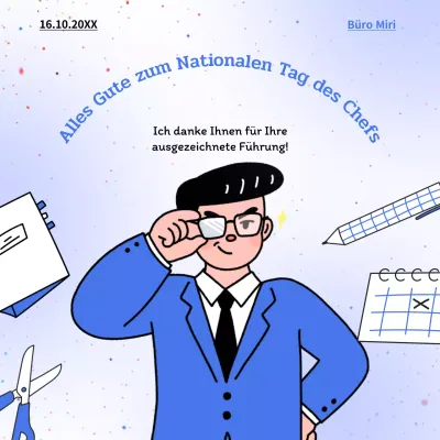 Blaue und weiße einfache Werbung für den National Boss Day