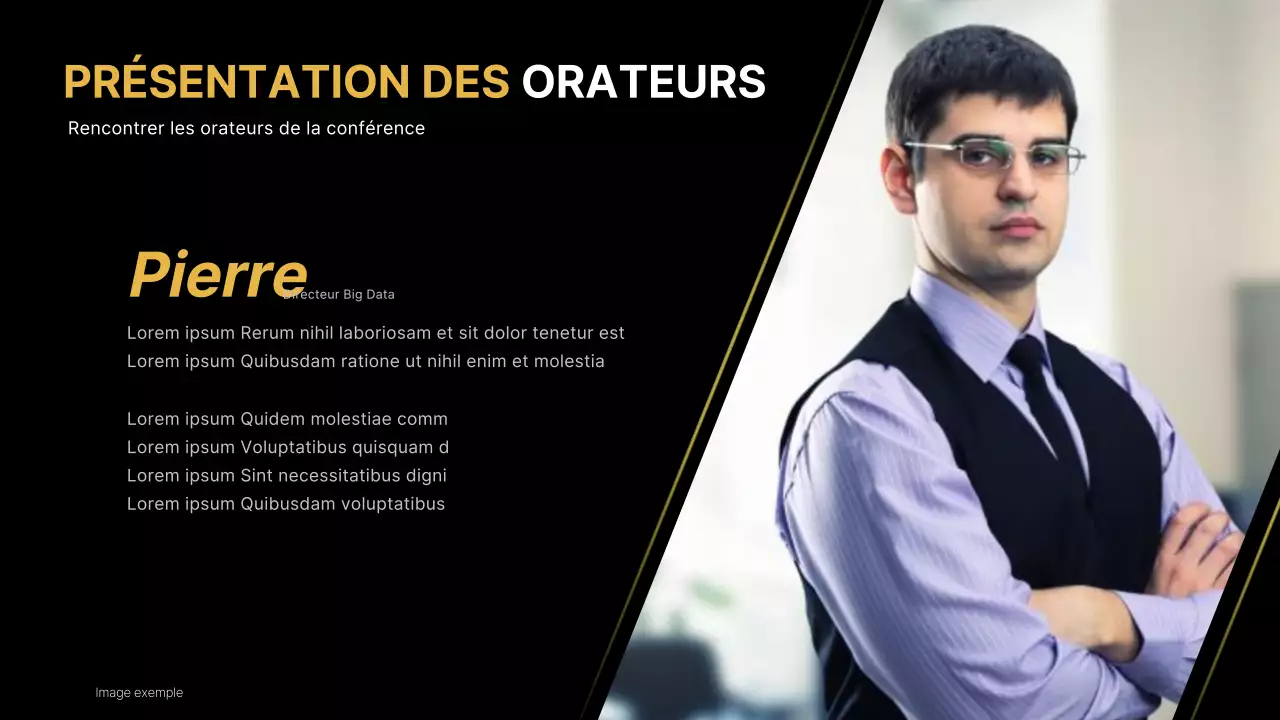 L'or et le noir pour une présentation de classe lors d'une conférence d'affaires