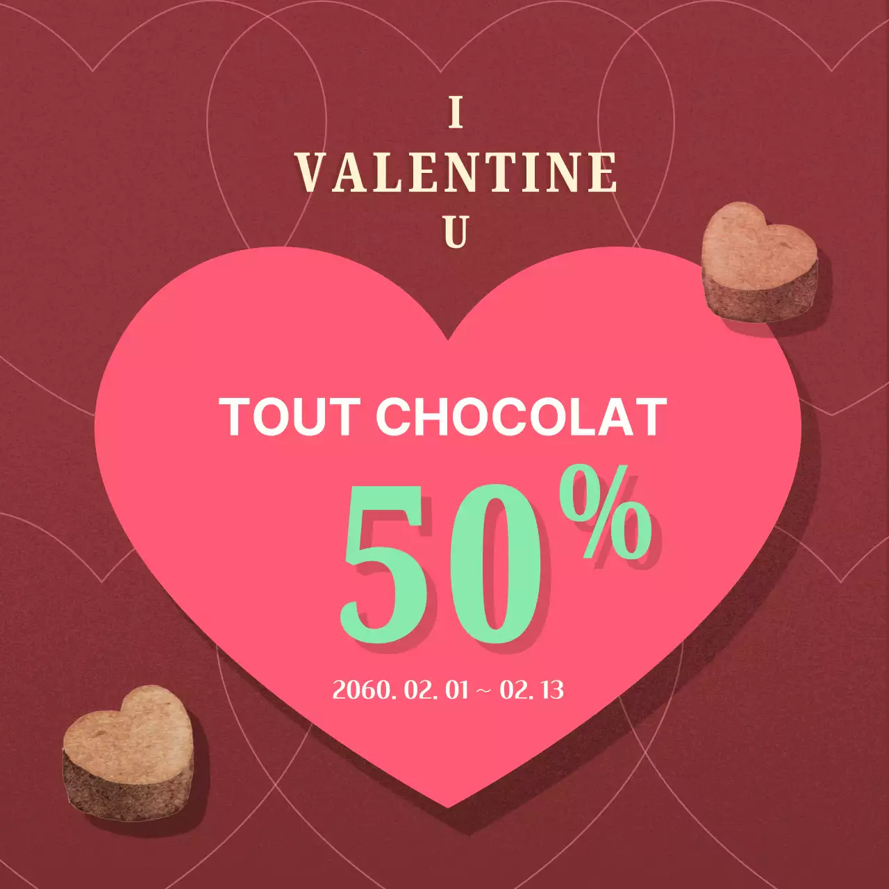 Promouvoir un événement rétro moderne pour la Saint-Valentin en rose et menthe