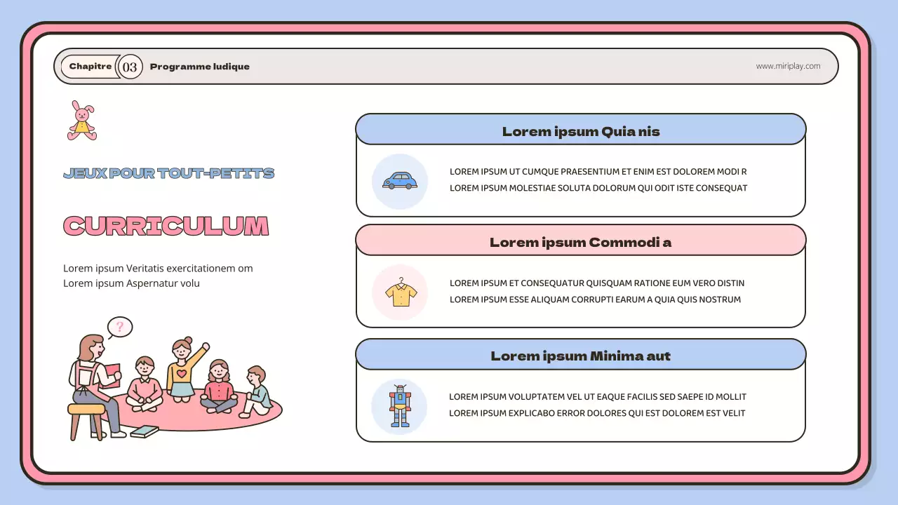 Un mignon portfolio d'instructeurs pour bébés et jeunes enfants en bleu clair et rose.