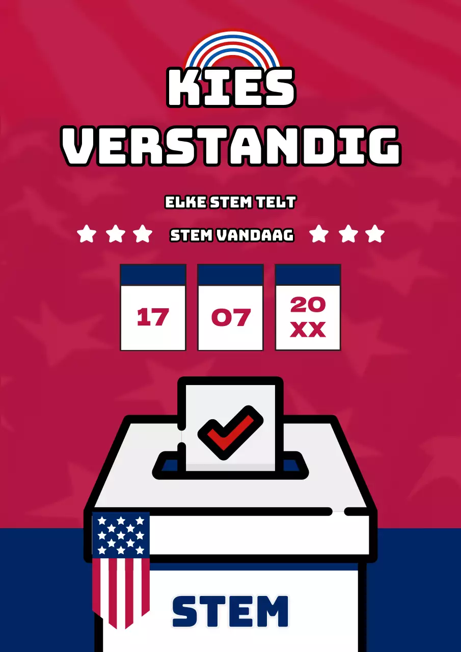 Rood-blauwe kitsch Verkiezingsdag aankondiging