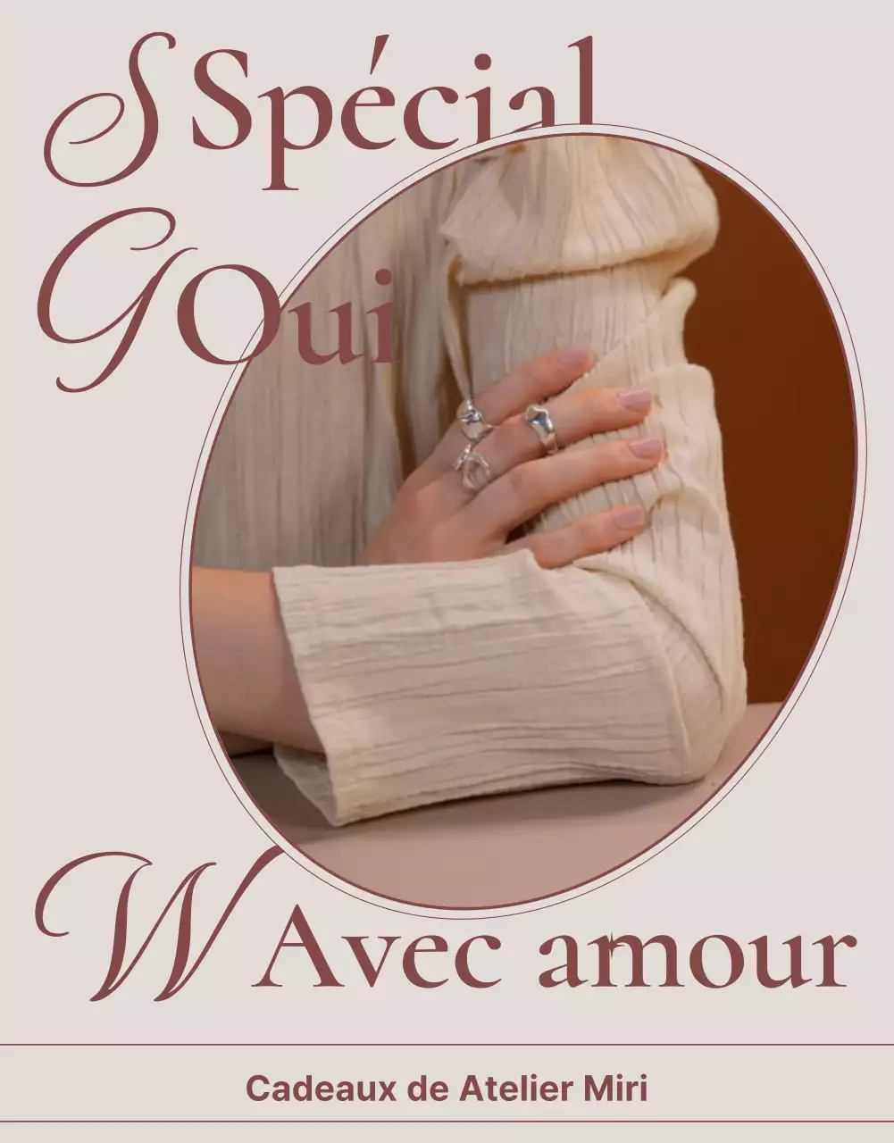 Une publicité vendant un lookbook d'accessoires de bijoux tendance en rose et marron.