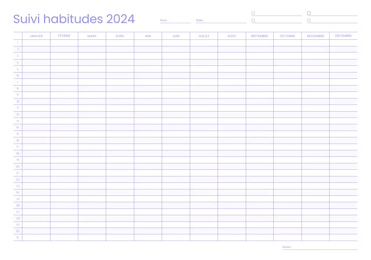 Traceur d'habitudes avec un thème subtil de couleur violette