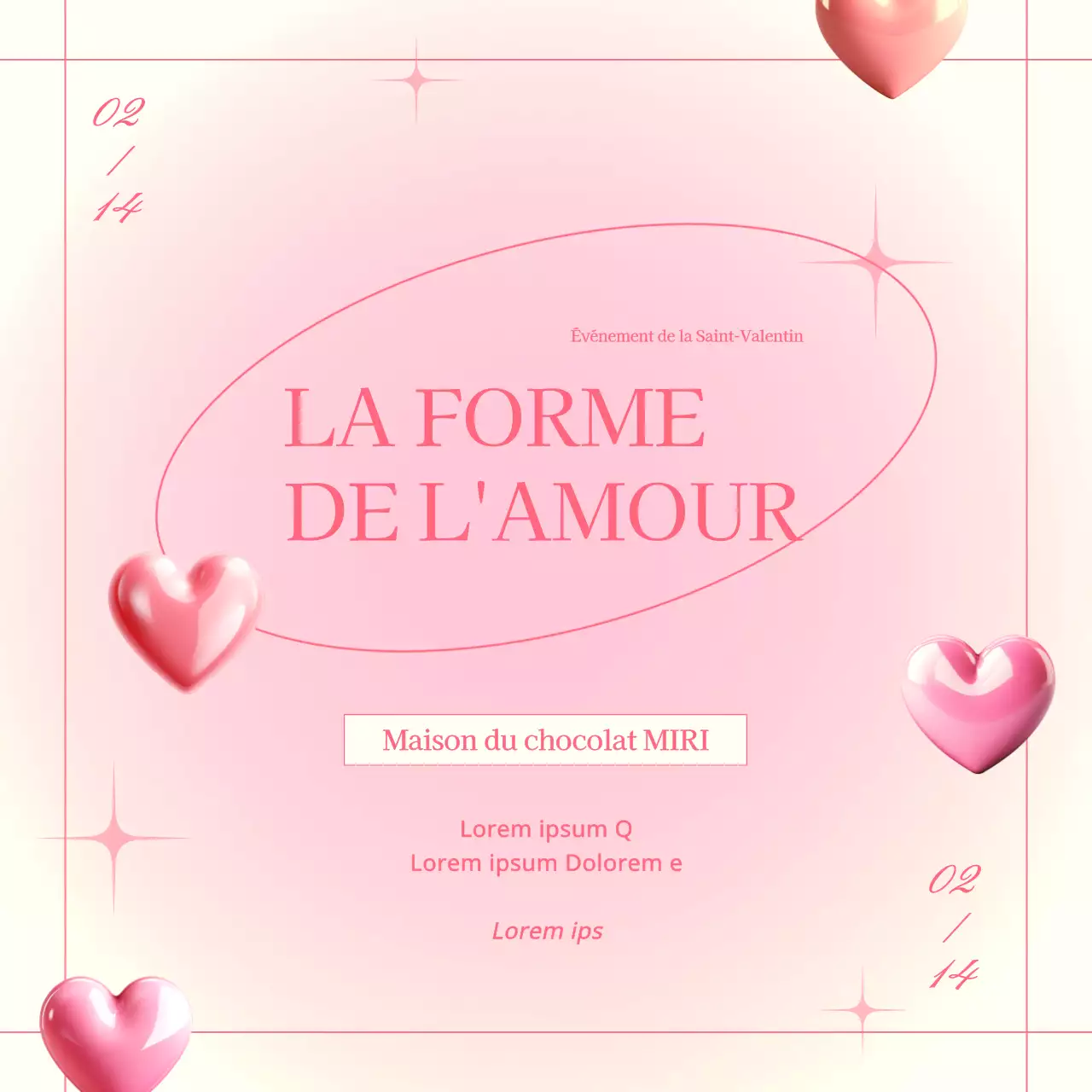 Promouvoir un événement branché de la Saint-Valentin sur fond ivoire et rose