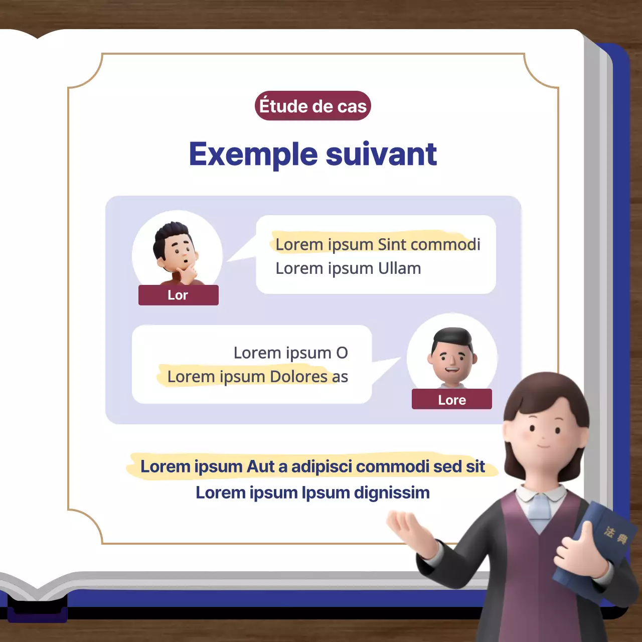 Une simple promotion d'un cabinet d'avocats en bleu marine et or