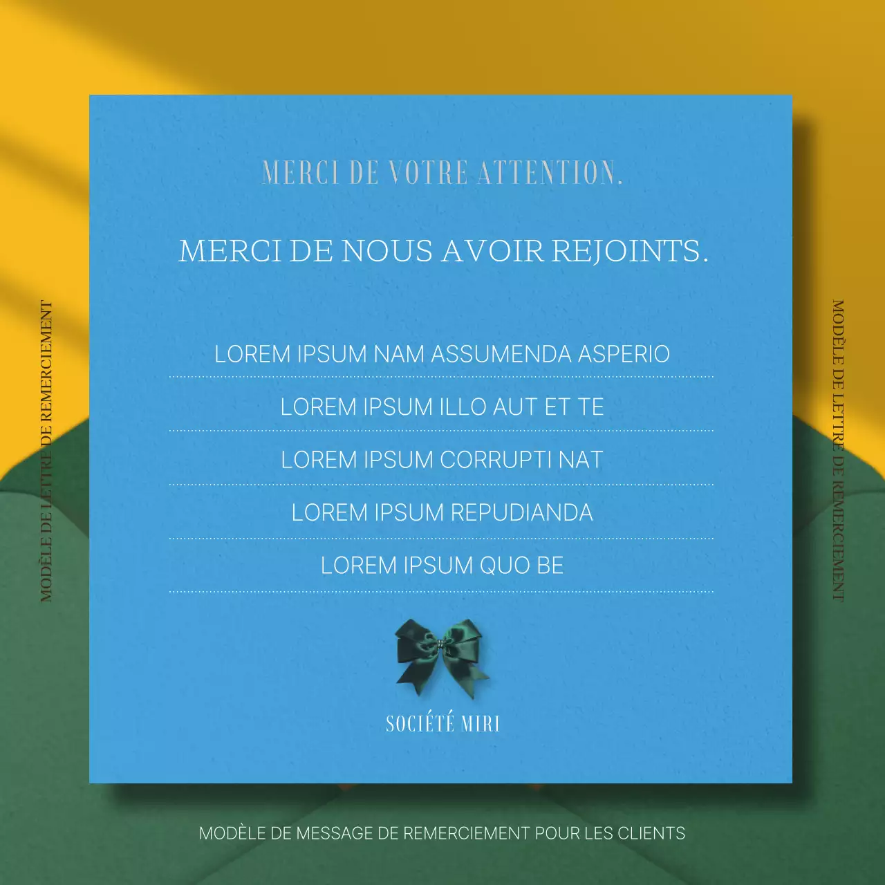 Papier de remerciement moderne en bleu et jaune