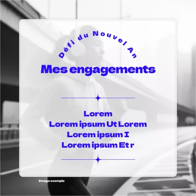 Un message moderne sur le défi du Nouvel An en bleu, noir et blanc