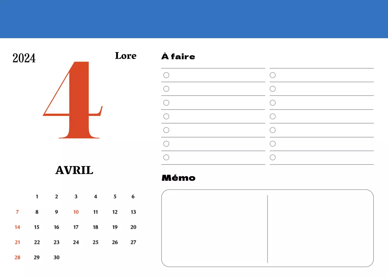 Sous-verres rétro rouges et bleus calendrier de mémoire