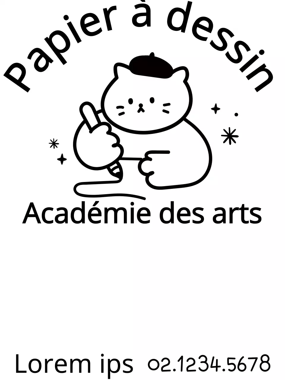 Promotion d'une école d'art avec des illustrations de chats mignons