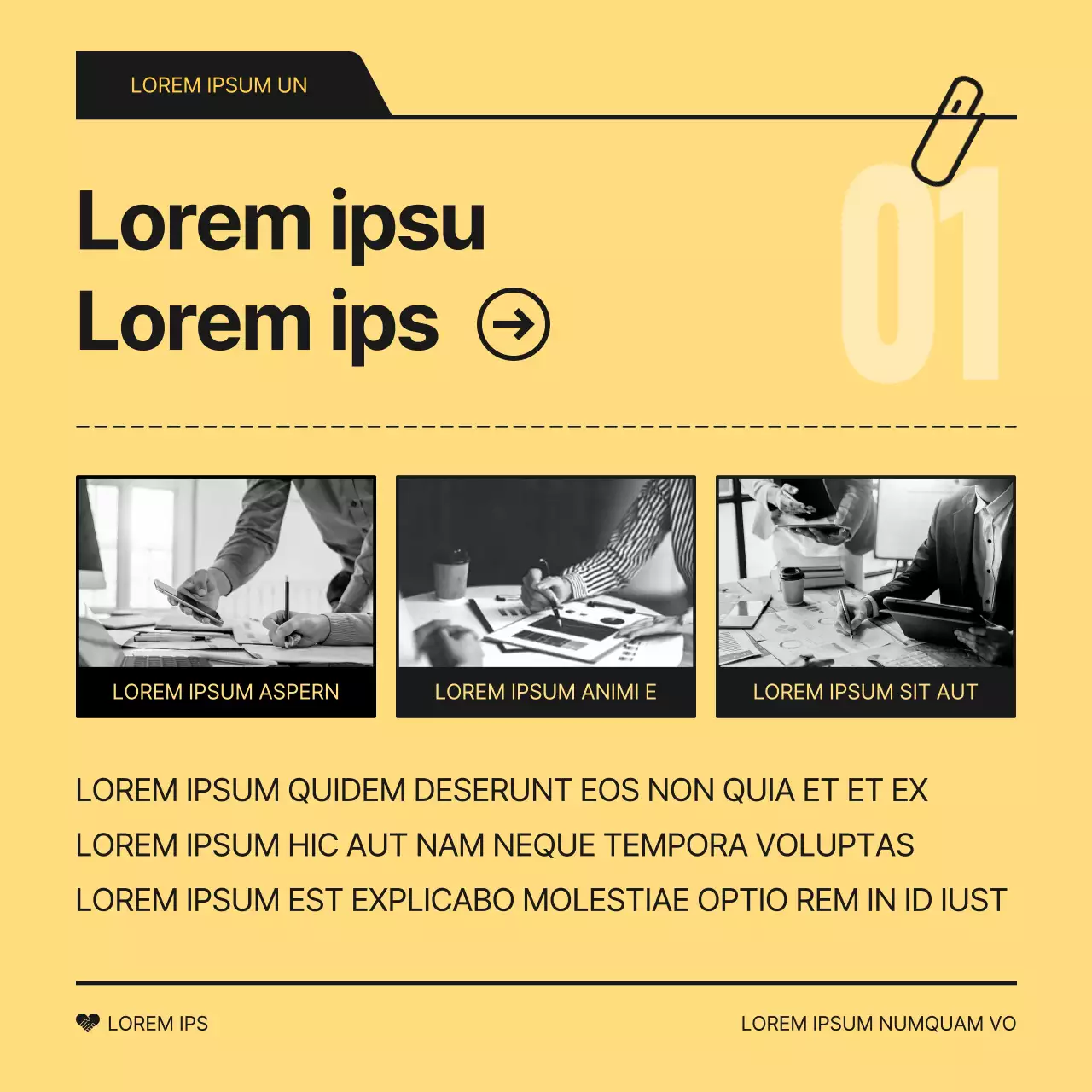 Un simple rapport jaune et noir sur les résultats de la réunion