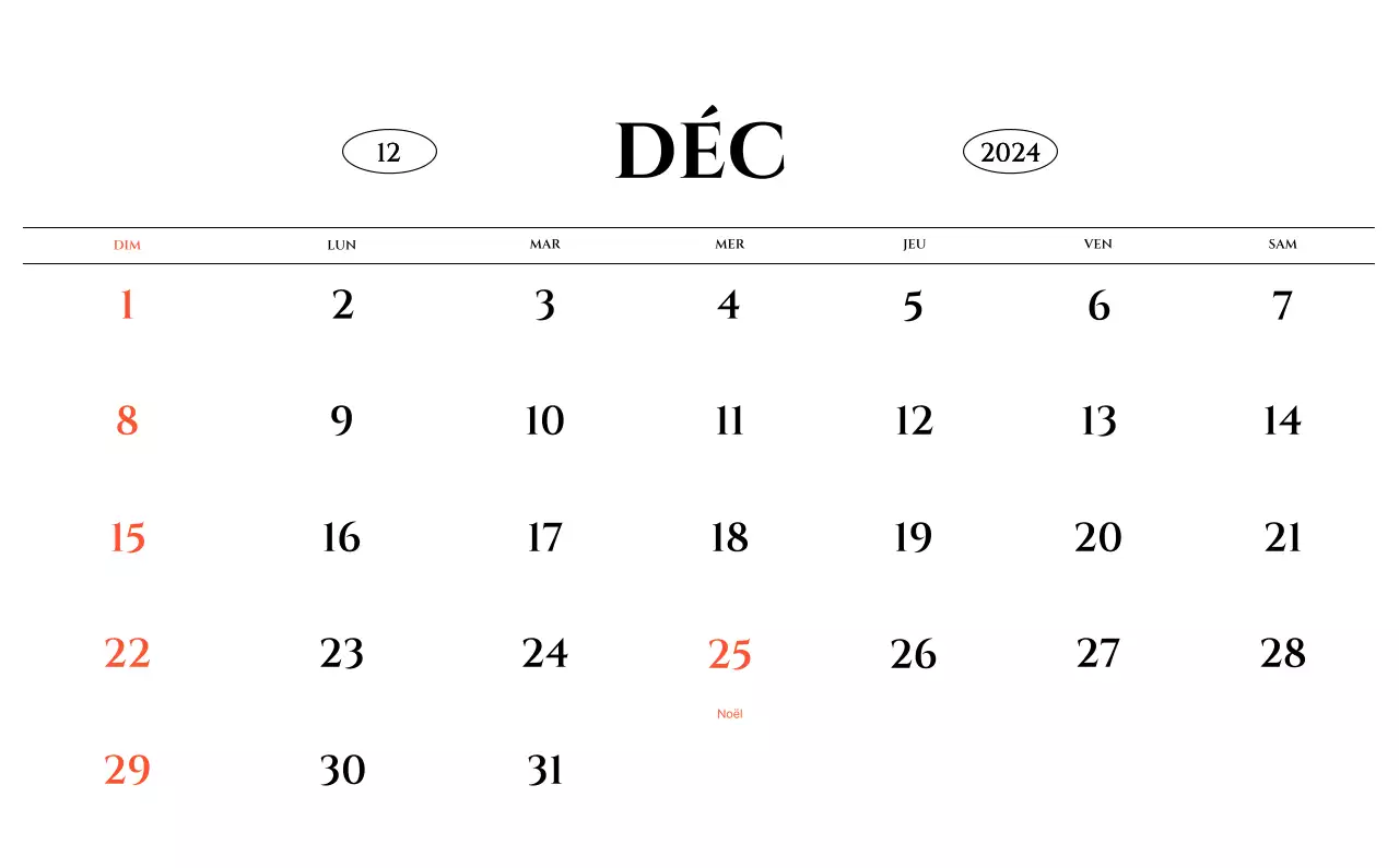 Calendrier mural de style simple avec concept de photographie de voyage émotionnelle en noir et blanc