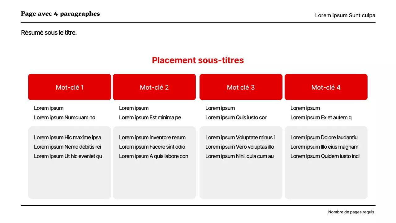 Une présentation de base en rouge et gris