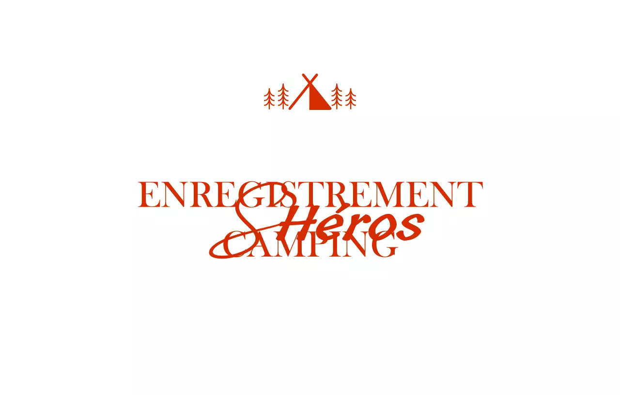 Magasin de camping avec illustrations de tentes et d'arbres