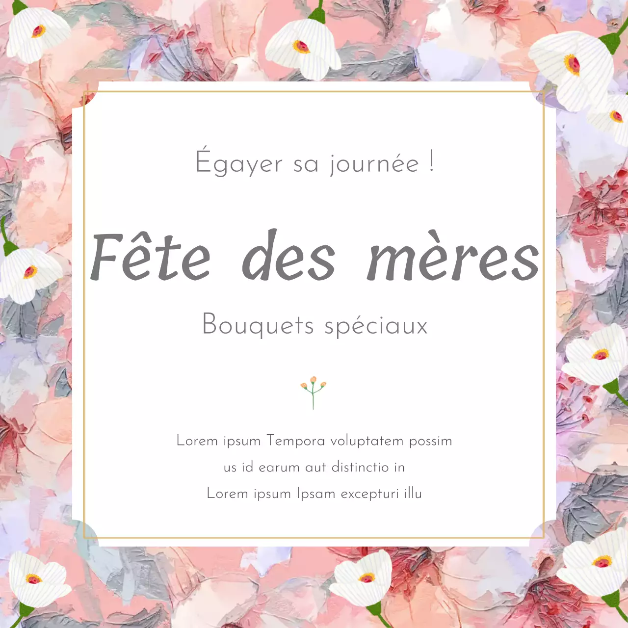 Publicité pour l'événement de la fête des mères avec des fleurs élégantes roses et blanches
