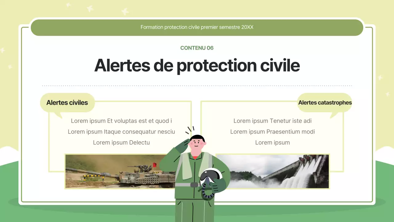 Formation à la protection civile moderne en vert et vert lime.