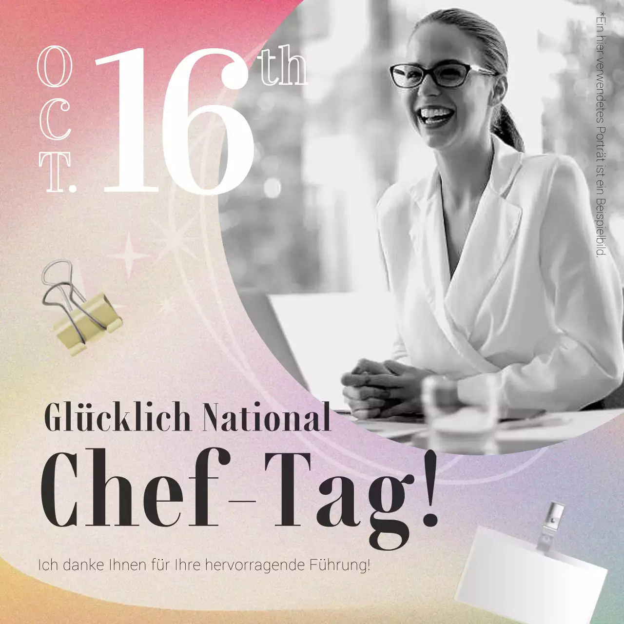 Rosa und gelbe moderne Anzeige zum National Boss Day