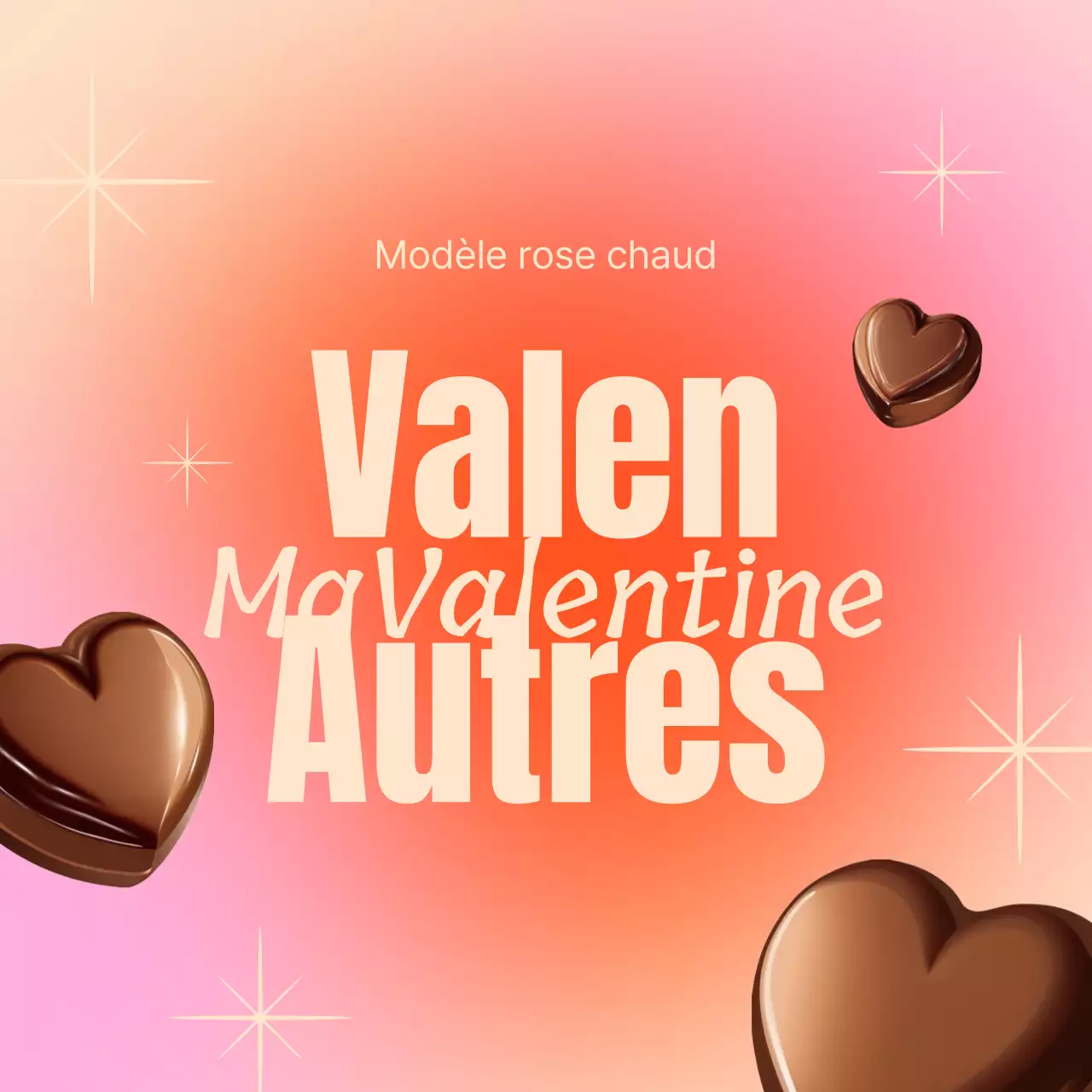Publicité pop art pour les soldes de la Saint-Valentin en orange et rose