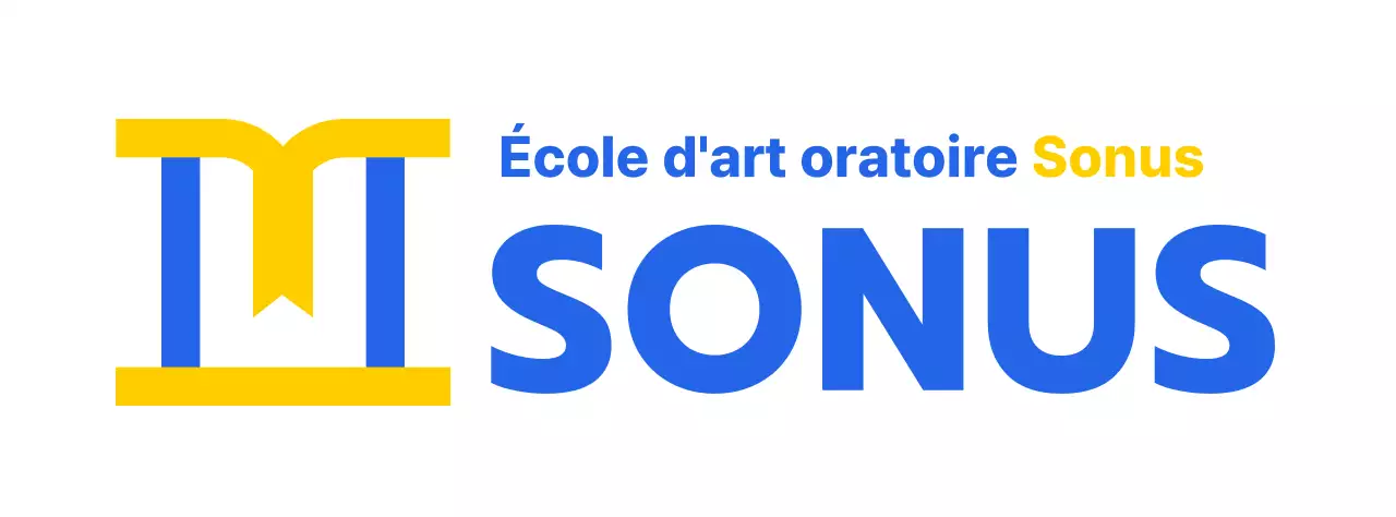 Conception d'une école de la parole en couleur avec une icône représentant un podium