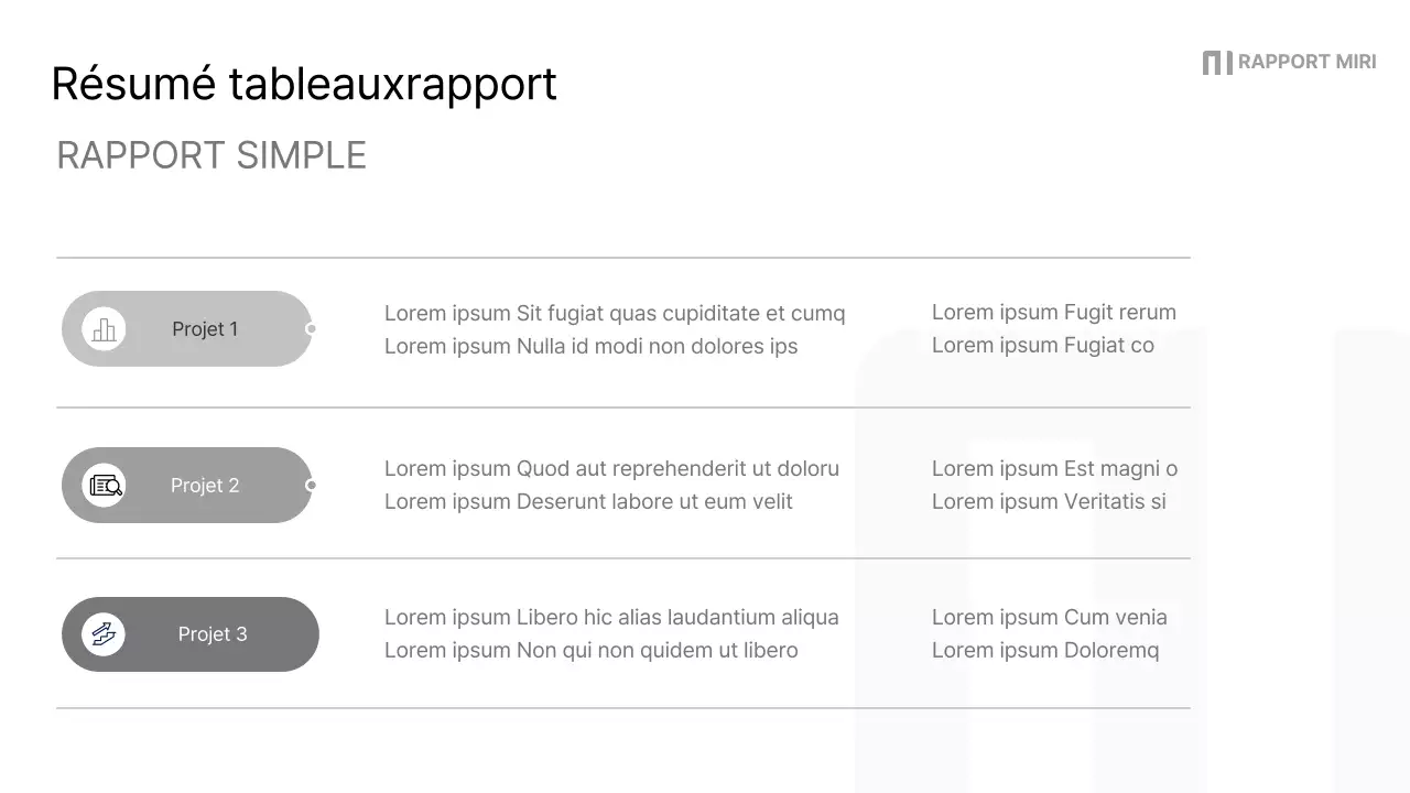 Un rapport d'entreprise simple en noir et gris