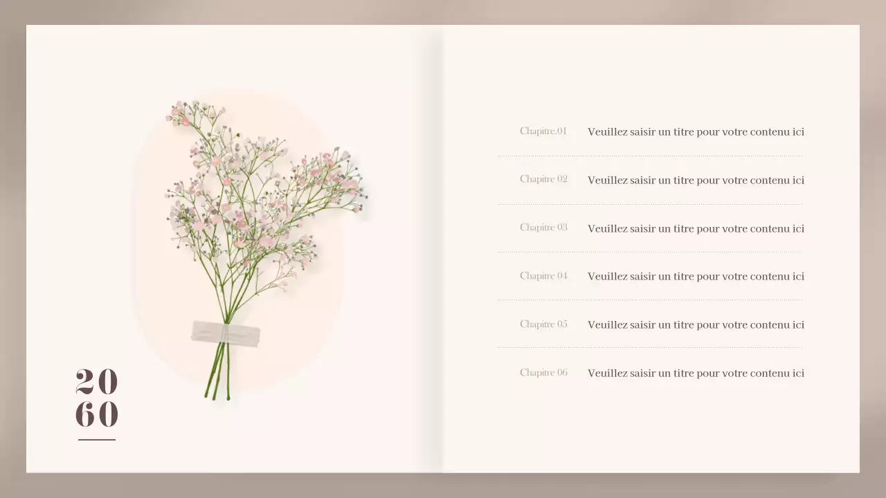 Présentation classique de cartes florales en beige