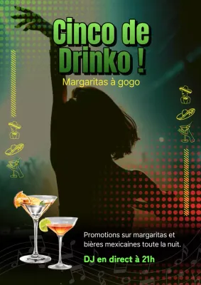 Publicité pour l'événement Cinco de Mayo Kitsch vert et rouge