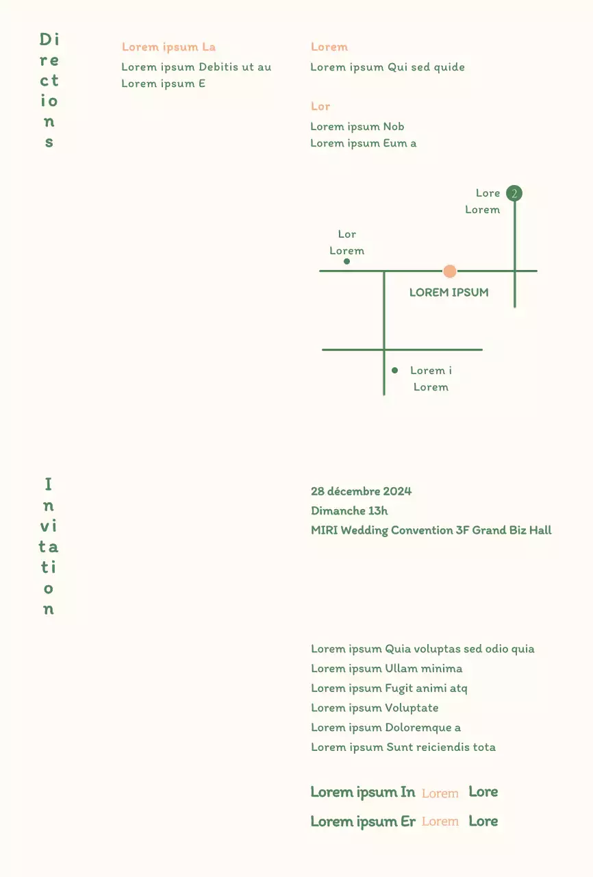 Invitation verte avec une typographie calme et propre