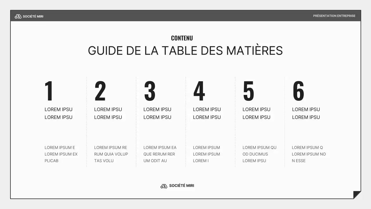 Une présentation commerciale simple en noir et bleu clair