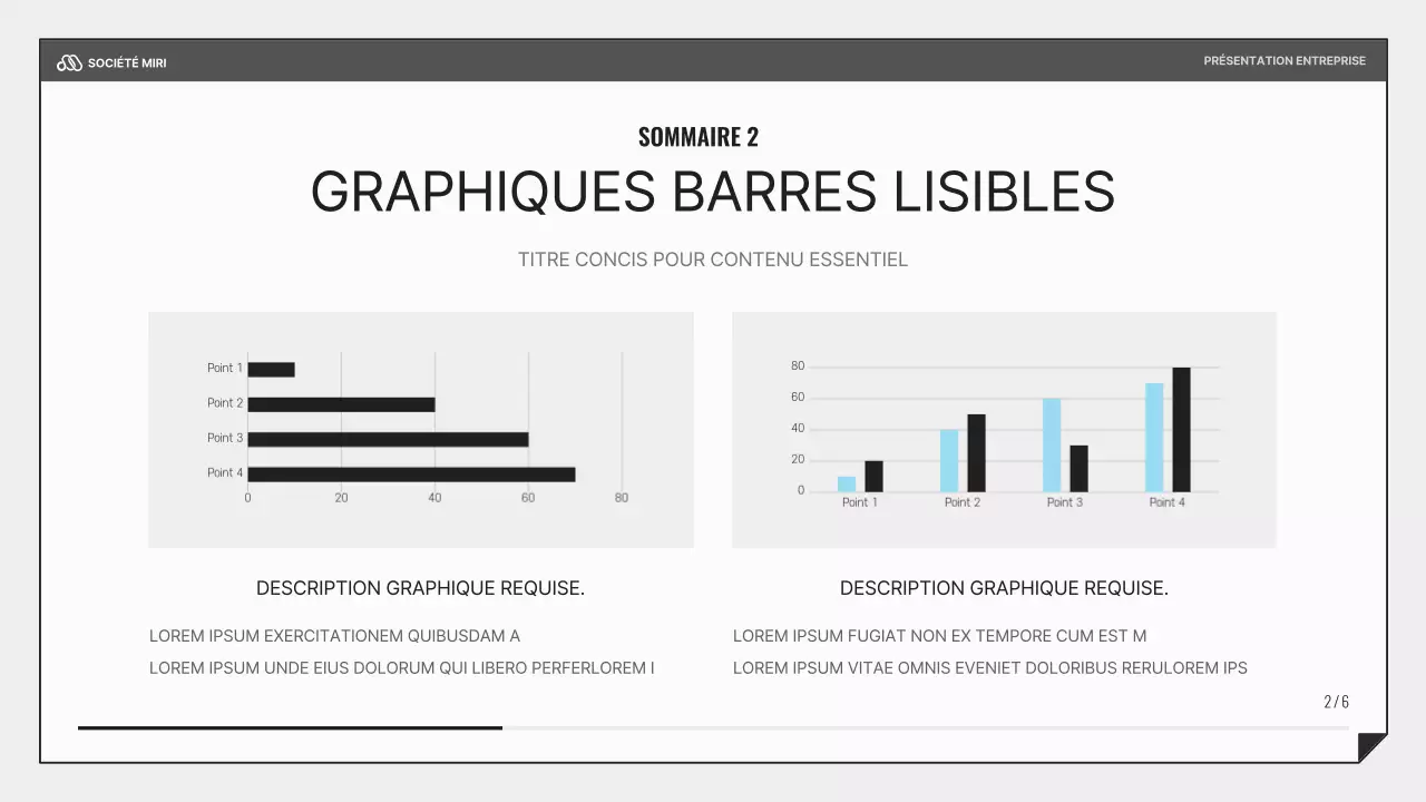 Une présentation commerciale simple en noir et bleu clair
