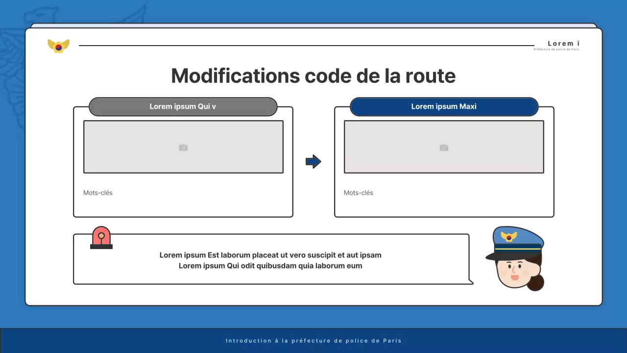Affichage par défaut des bulletins d'information des commissariats de police en bleu et bleu marine