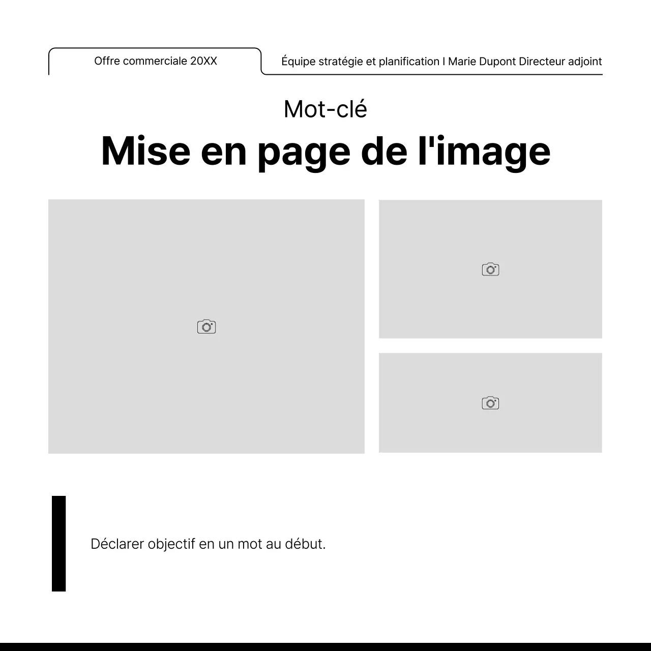 Promouvoir une mise en page avec de nombreux cadres photo simples en blanc et noir