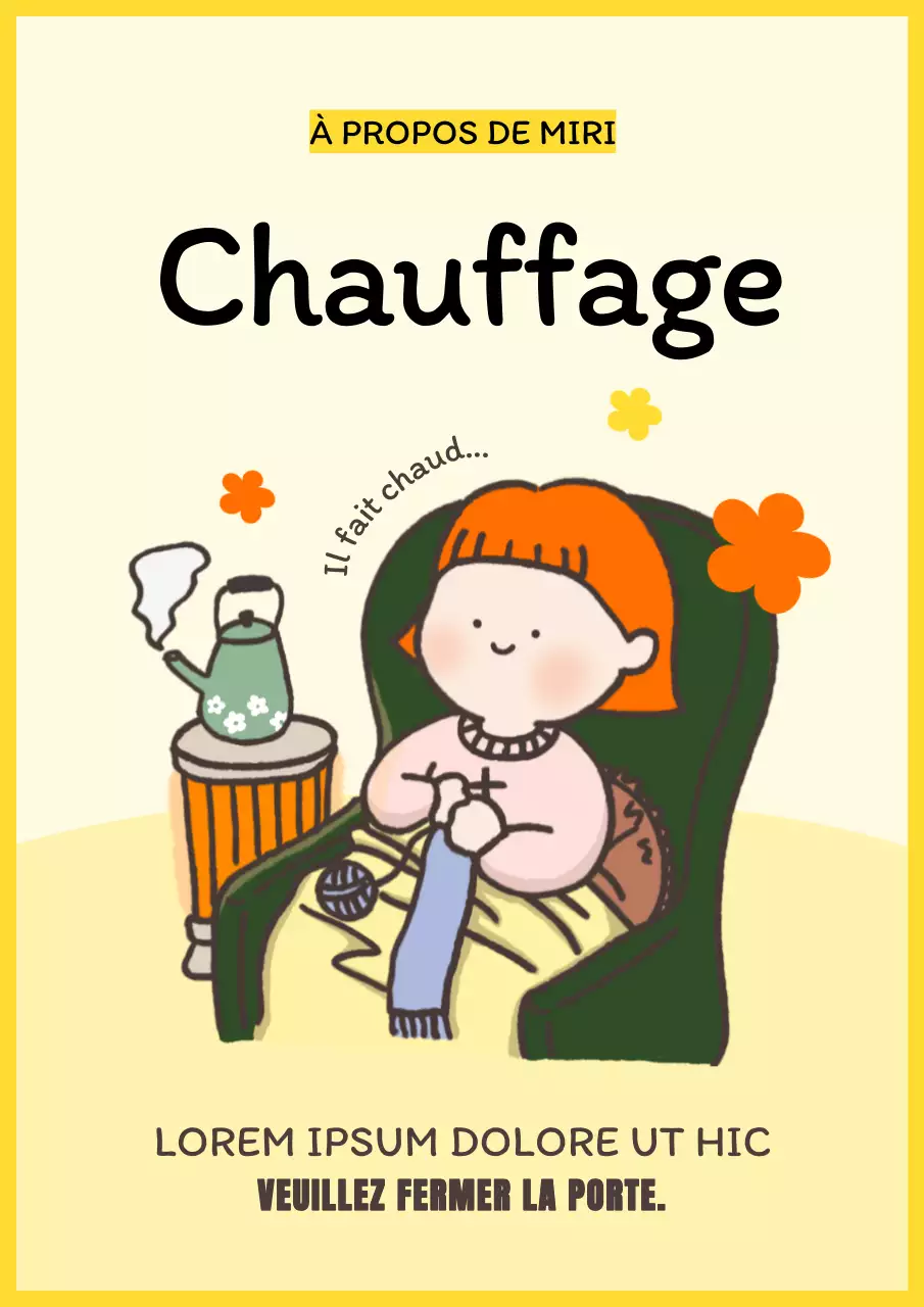 Un avis de chauffage jaune et orange joyeux