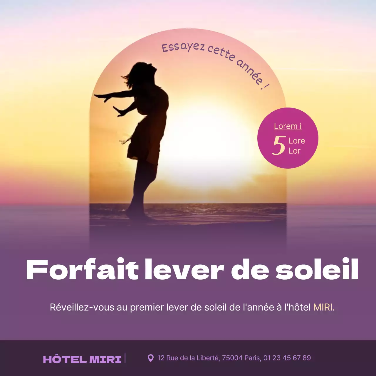 Promouvoir une simple liste de lever de soleil en jaune et violet