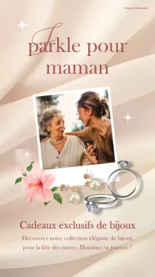 Beige et Rouge Elégant Bijoux Fête des Mères Promotionnel