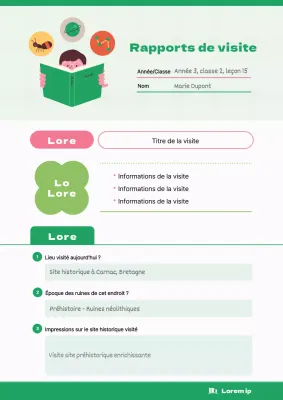 Un joli rapport d'excursion en vert et rose