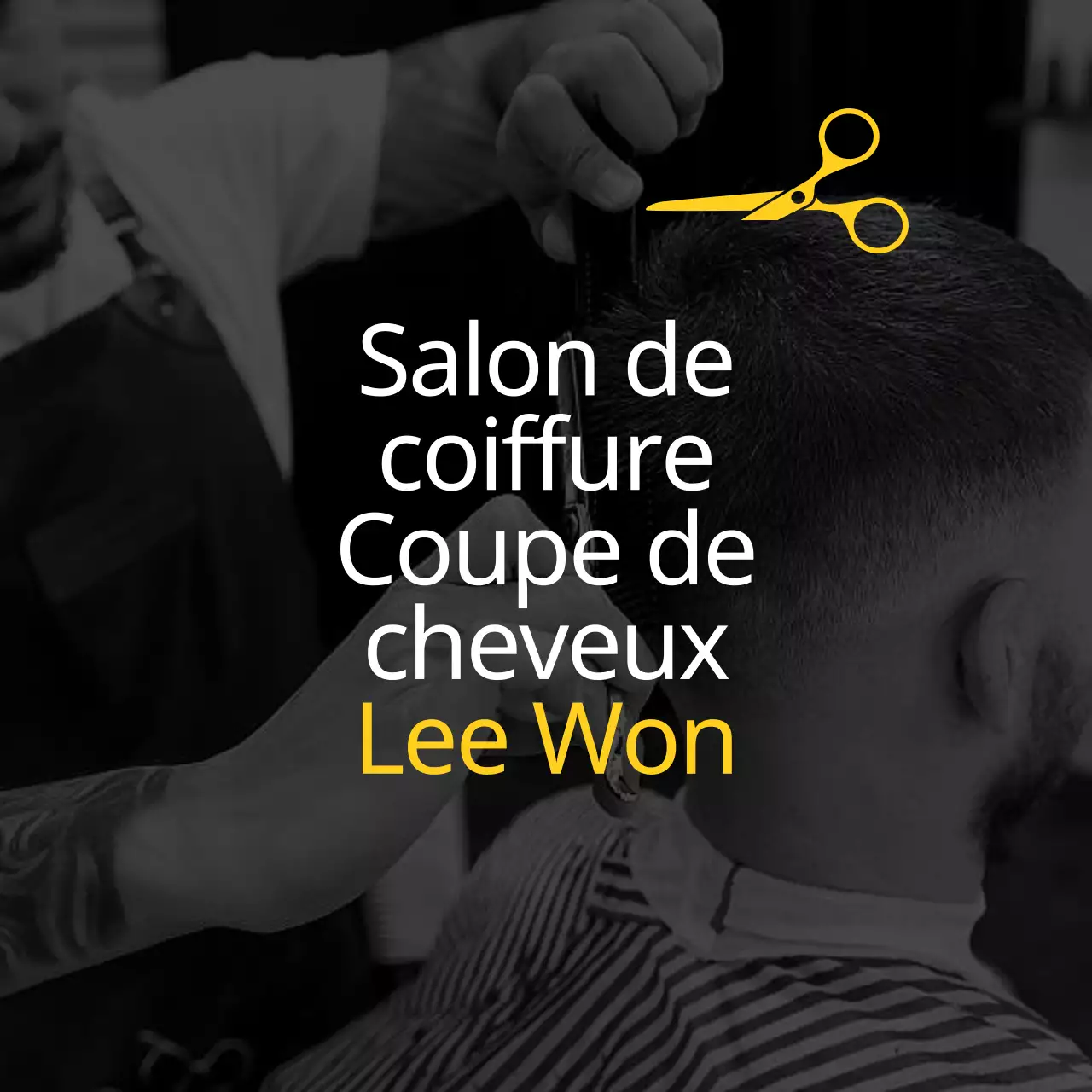 Promouvoir un salon de coiffure moderne en noir et blanc