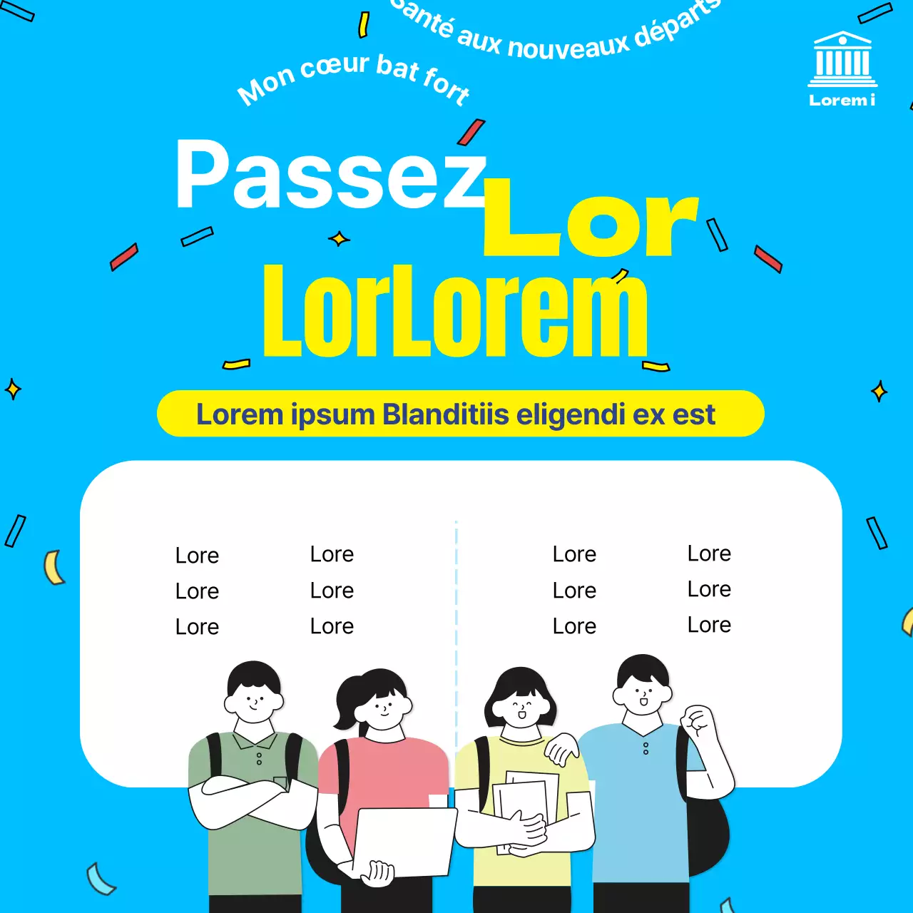 Annonce de la liste d'admission en bleu clair et jaune