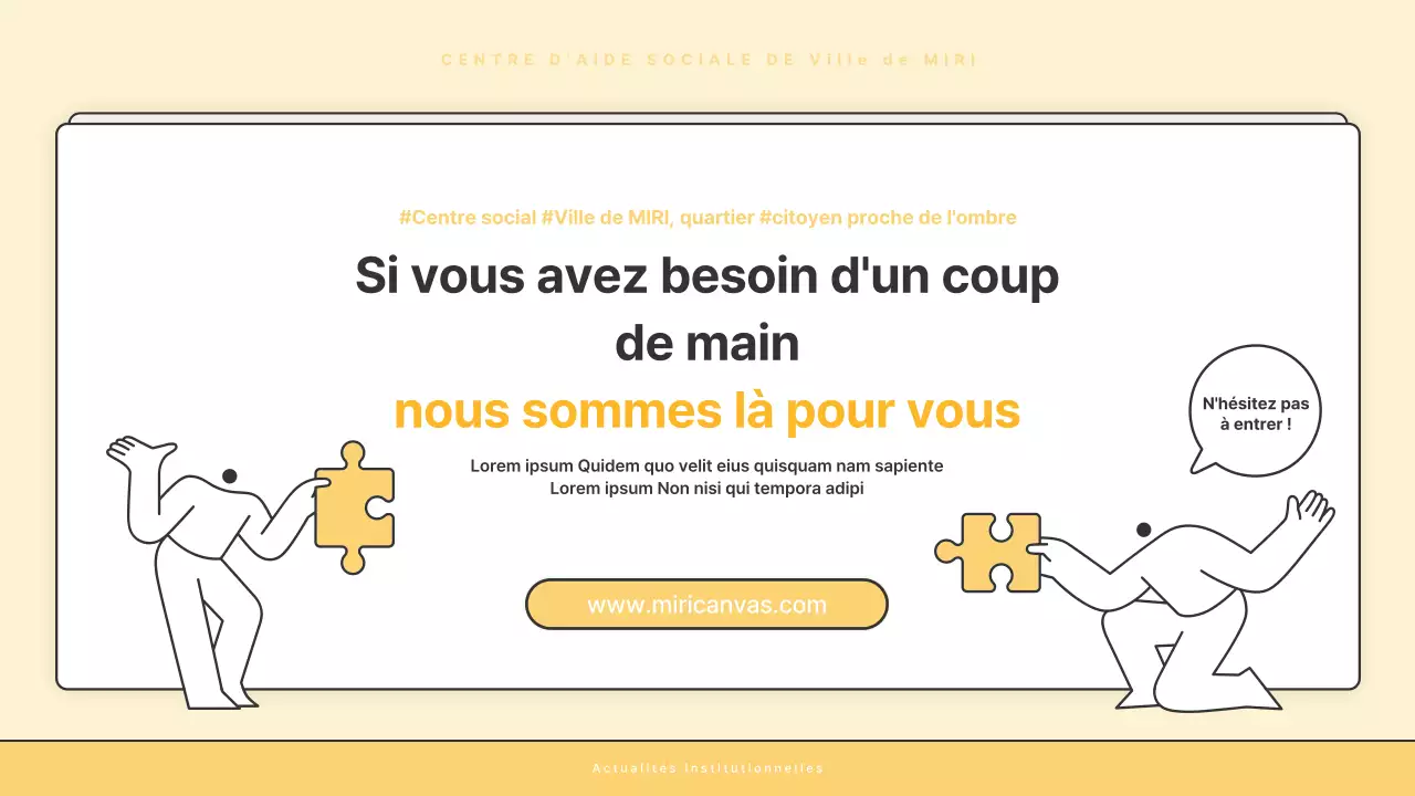 Une lettre d'information de base jaune et blanche du bureau d'aide sociale