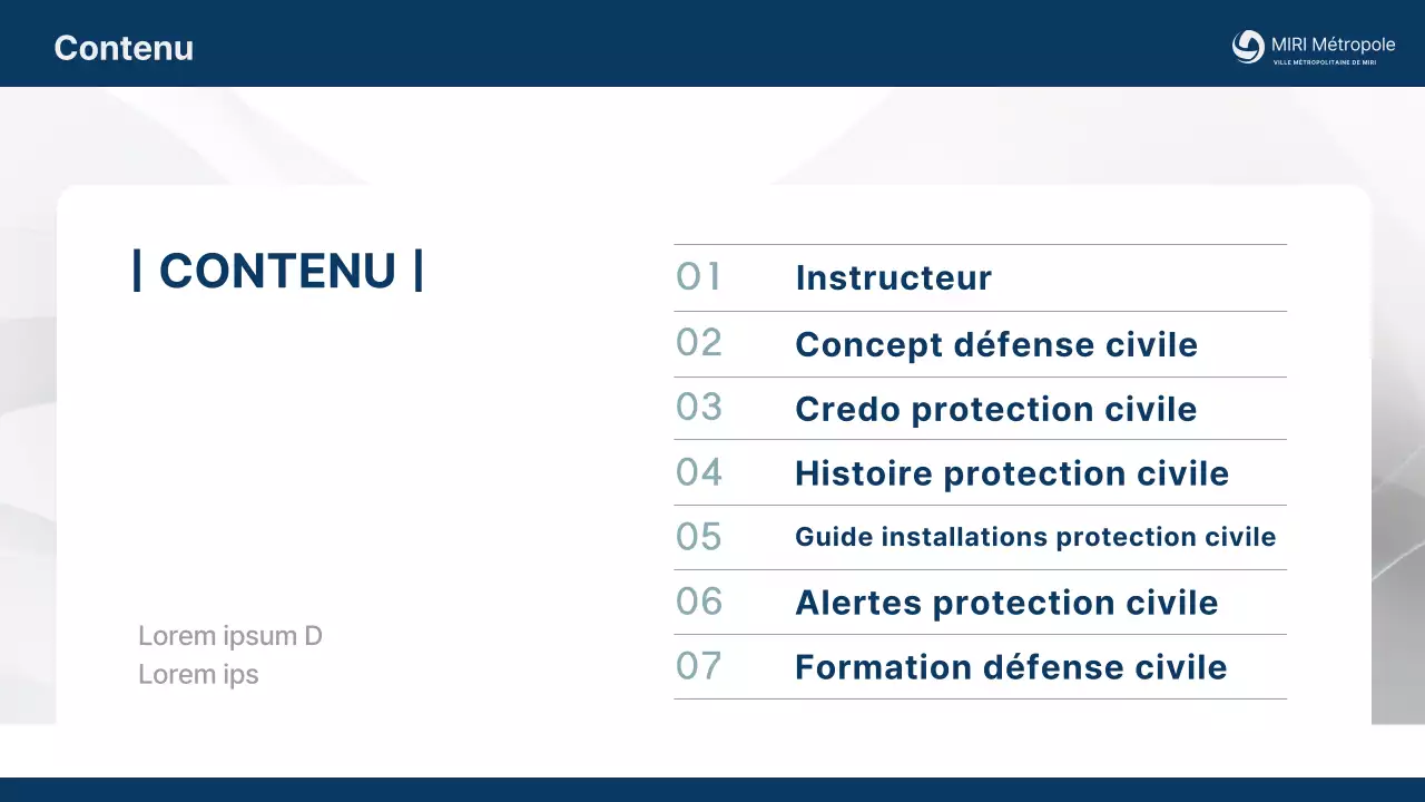 Formation à la protection civile simple et bleu marine