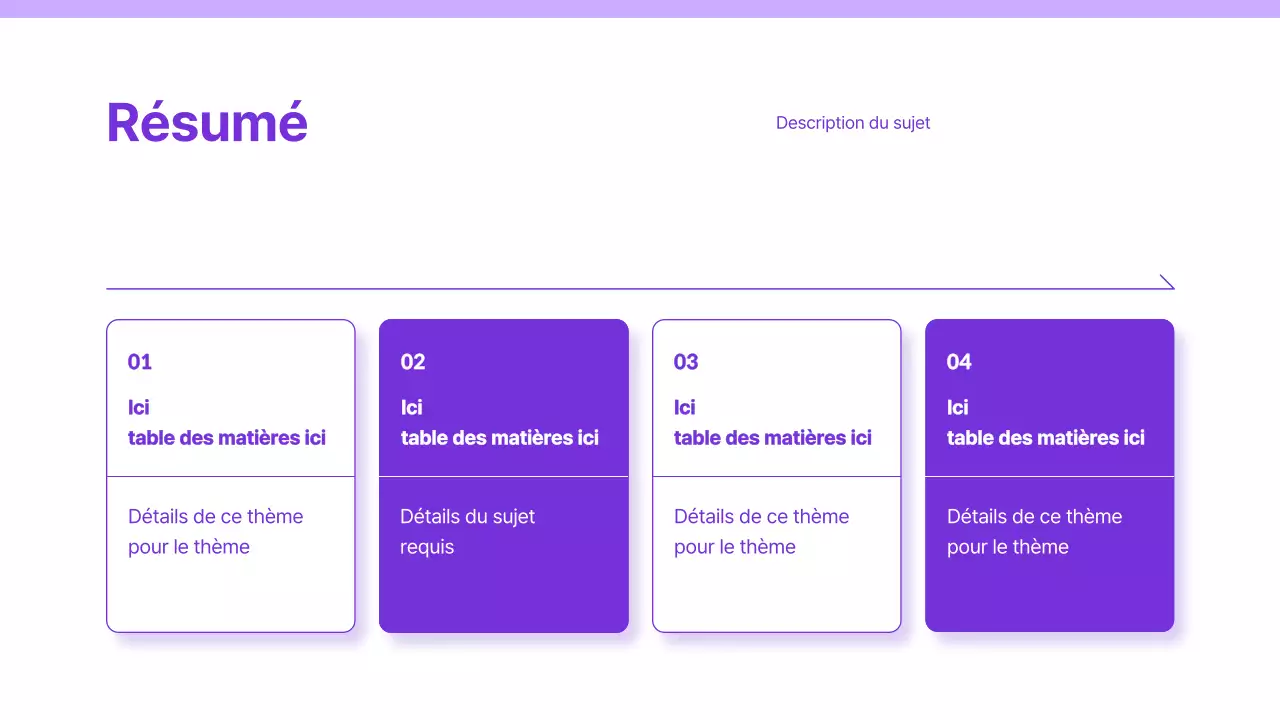 Présentation avec un simple fond violet et blanc et des éléments uniquement