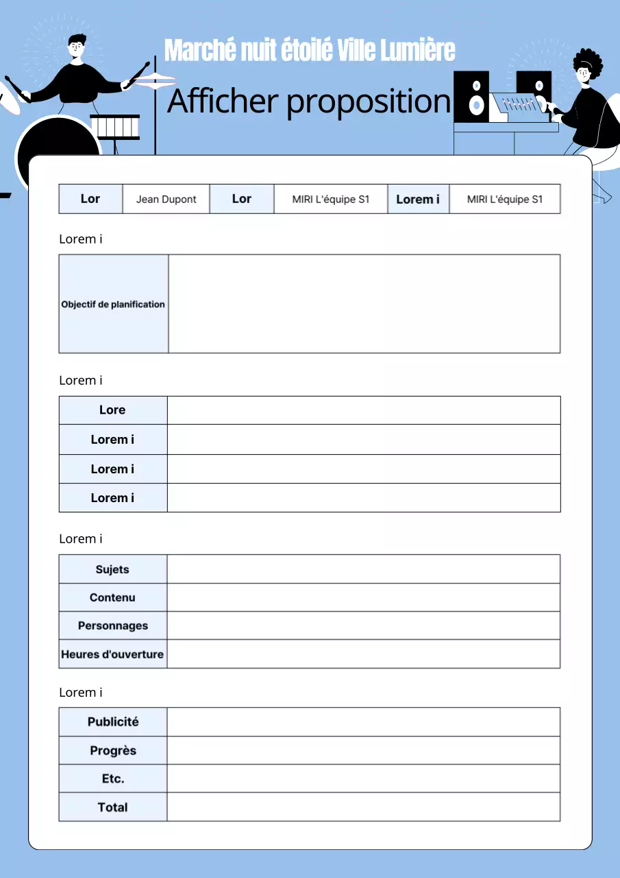 Prospectus avec un joli groupe sur fond bleu clair