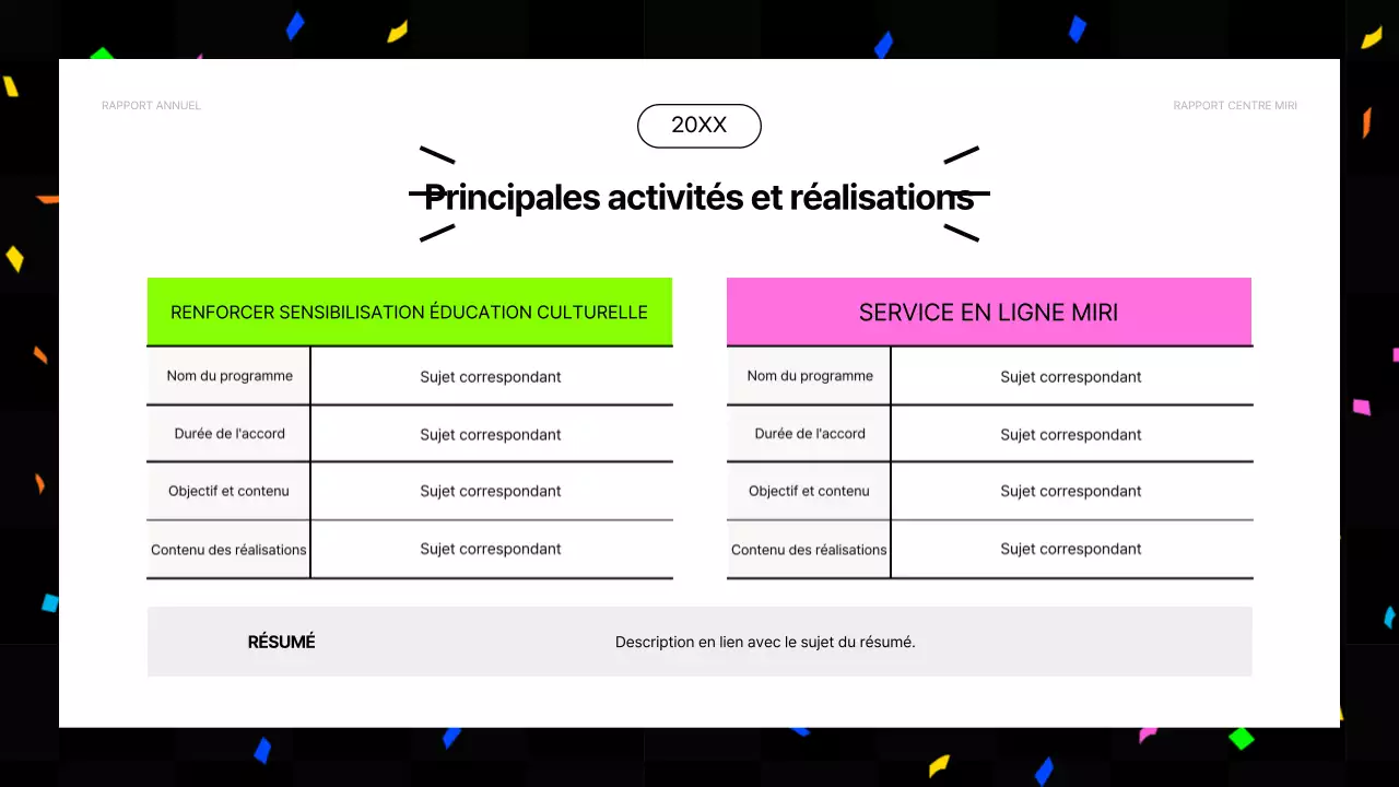 Rapports financiers de fin d'année kitsch en rose vif et couleurs fluorescentes