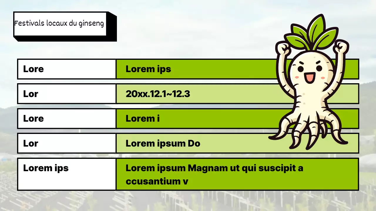 Guide du festival du ginseng vert et rétro