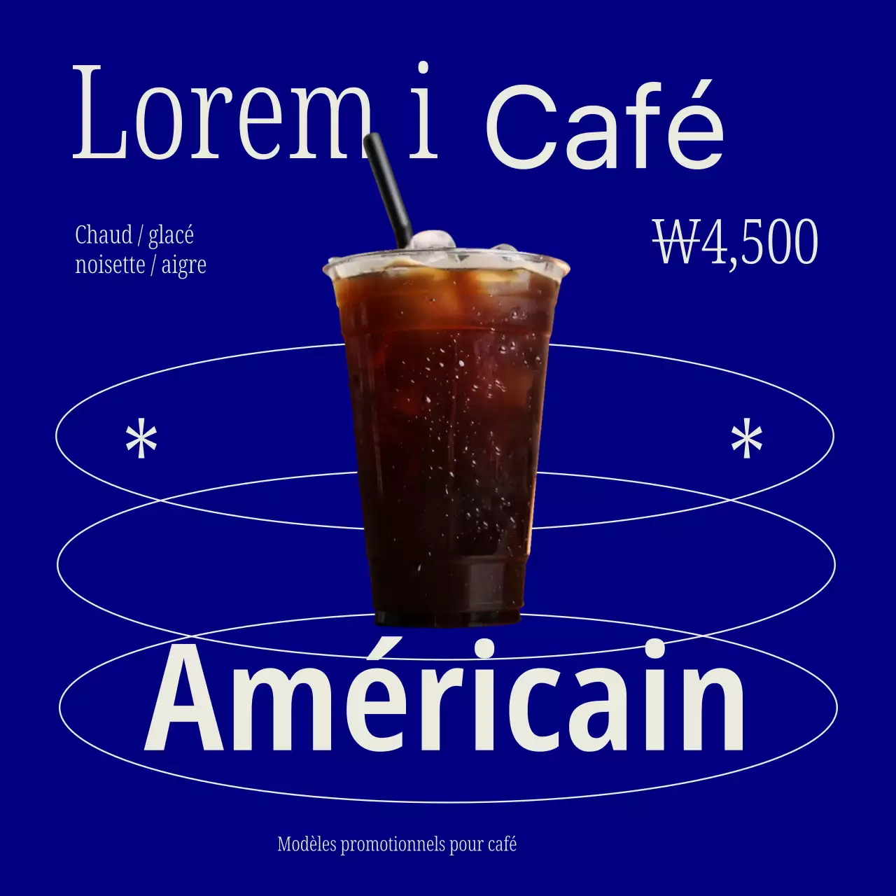 Une simple annonce bleue et blanche sur le panneau d'affichage d'un café