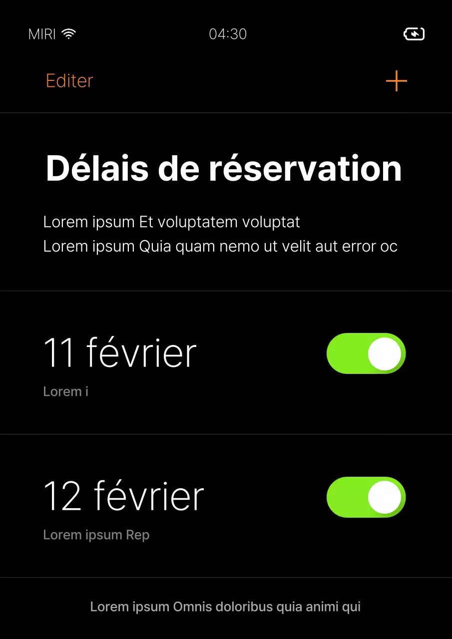 Une simple annonce de réservation en noir et vert citron