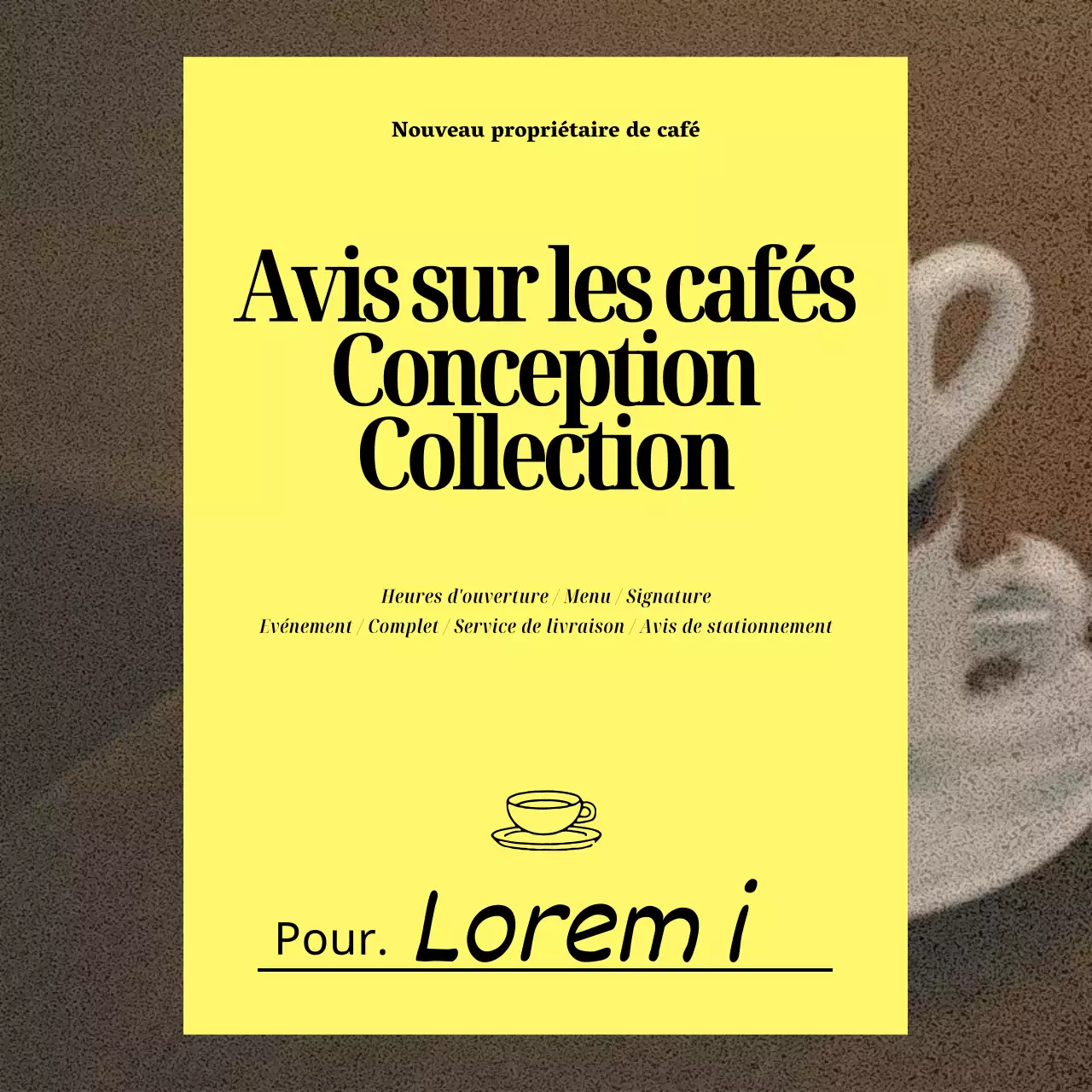 Poste de conception pour le propriétaire d'un café branché en jaune et noir